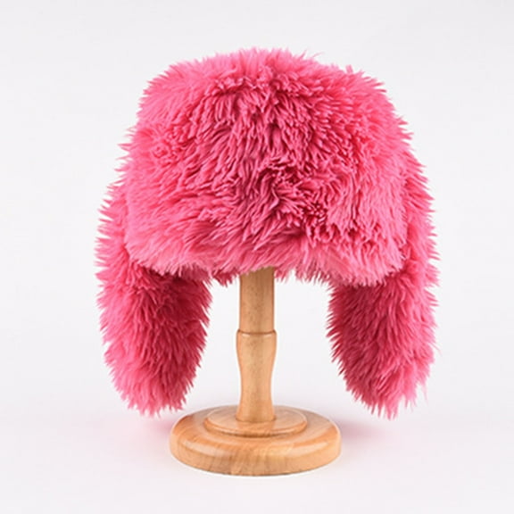 Roncen Furry Beanie Bunny Ears Hat Fluffy Warm Hat Plush Slouchy Beanies for Indoor and Outdoor