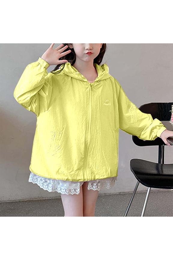 Girl's UPF 50+ Sun Protection Jacket Hooded Cooling Shirt Athletic Jacket for Women with Pocket 4-15 Years