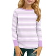 thumbnail image 1 of Roncen Girls Casual Long Sleeve T Shirts Basic Crewneck Striped Tunic Blouses Tops, 1 of 9
