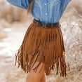 thumbnail image 1 of Roncen Girls and Women Suede Fringe Skirt Boho Tassel Layered Ruffle Skirt, 1 of 9