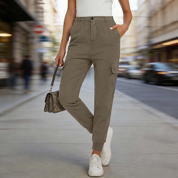 Roncen High Waisted Cargo Joggers Pants for Women – Baggy Sweatpants with Pockets Streetwear