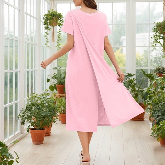Roncen Hospital Gowns for Women Labor Delivery Shoulder Surgery Dress Adaptive Clothing Night Robes for Elderly