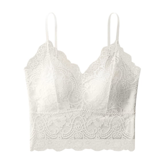 Roncen Lace Bralettes for Women V Neck Spaghetti Strap Bra Unpadded Tops Sexy Cami Crop Top Going Out Lingerie