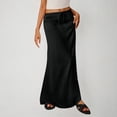thumbnail image 1 of Roncen Linen Flared Maxi Skirt with Back Slit - Elastic Waist Drawstring Long Flowy Ankle-Length Skirt, 1 of 5