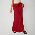 thumbnail image 1 of Roncen Linen Flared Maxi Skirt with Back Slit - Elastic Waist Drawstring Long Flowy Ankle-Length Skirt, 1 of 5