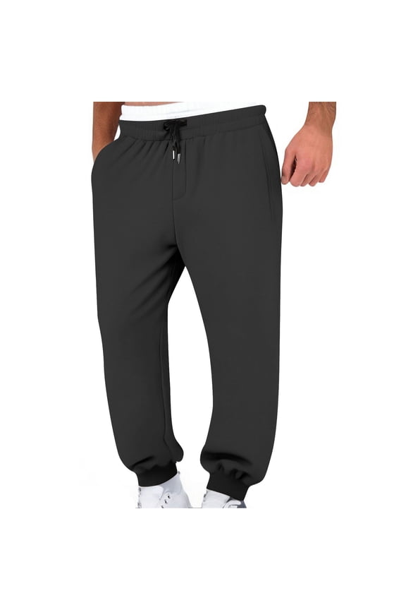 Men's & Women's Solid Jogger Pants - Elastic Drawstring Waist Trousers with Double-Layered Design and Dual Pockets