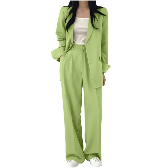Roncen Pant Suits for Women Business Casual 2 Piece Outfits Dressy Open Front Blazer Jacket and Pants Set