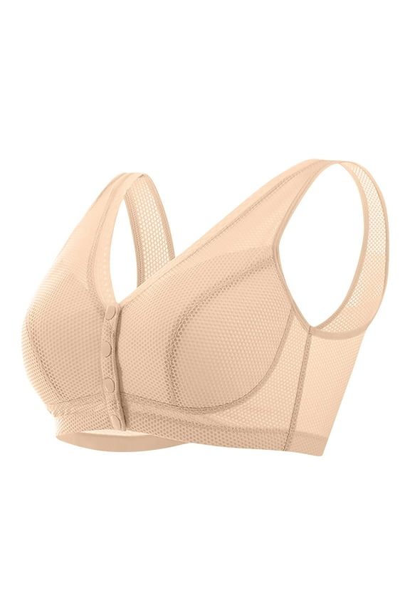 Plus Size Cooling Wireless Bra - Bamboo Viscose Mesh Bralette, Front Closure Breathable Summer Cami for Women with Wide Straps