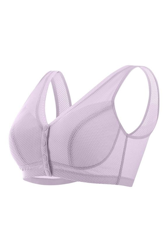 Plus Size Cooling Wireless Bra - Bamboo Viscose Mesh Bralette, Front Closure Breathable Summer Cami for Women with Wide Straps