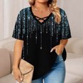 thumbnail image 1 of Roncen Plus Size Tops for Women Summer Criss Cross Elbow Sleeve Shirts Dressy Casual Loose Fit Oversized Blouses, 1 of 6