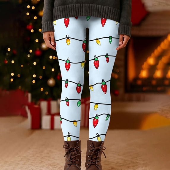 Roncen Roncen Women's Christmas Printed Yoga Leggings - Stretchy High-Waisted Casual Pants for Holiday & Workout