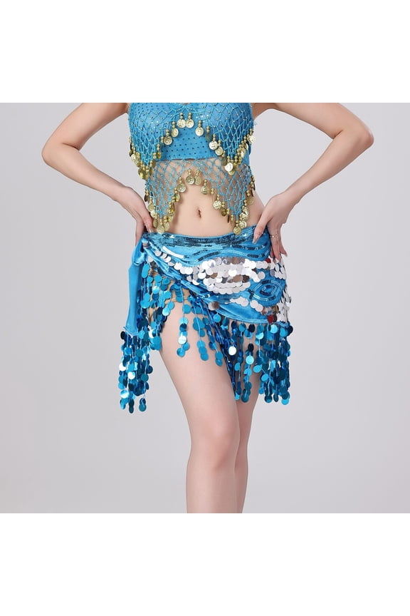 Scarf for Belly Dancing, Women's Belly Dance Scarf with Gold Coins Skirts for Bellydance, Zumba or Yoga Class
