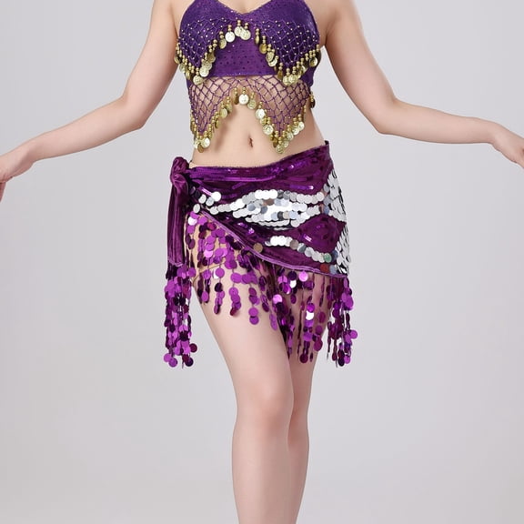 Roncen Scarf for Belly Dancing, Women's Belly Dance Scarf with Gold Coins Skirts for Bellydance, Zumba or Yoga Class