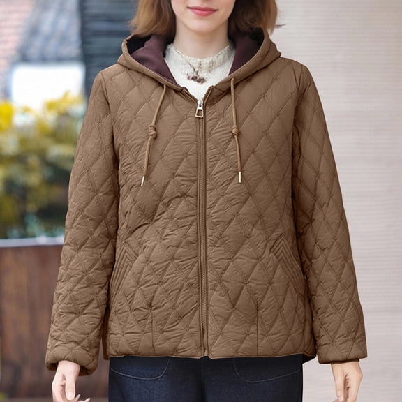 Roncen Short Quilted Winter Coats for Women - Hooded Heavy Warmth Puffer Jacket - Long Sleeve Insulated Outerwear with Zip Front & Cozy Lining - Thickened Cotton Parka for Cold Weather