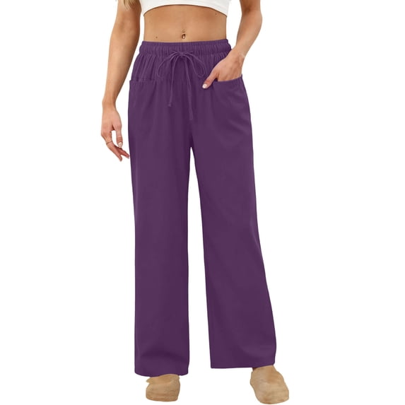 Roncen Soft Women's Cotton Pajama Pants with Pockets & Drawstring - Lounge Pants for Sleeping