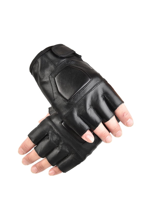 Steampunk Gothic Gloves Mens Vintage Geuuine Leather Captain Fingerless Mittens