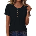thumbnail image 1 of Roncen Short Sleeve Shirts for Women Pleated Crewneck Cute Blouses Dressy Casual Elegant Tops Loose peasant Summer T-Shirts, 1 of 8