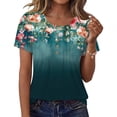 thumbnail image 1 of Roncen Short Sleeve Shirts for Women Pleated Crewneck Cute Blouses Dressy Casual Elegant Tops Loose peasant Summer T-Shirts, 1 of 8