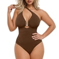thumbnail image 1 of Roncen Tummy Control Swimsuits One Piece V Neck Slimming Bathing Suit for Women Cutout Ruched Shapewear Swimwear, 1 of 7