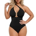 thumbnail image 1 of Roncen Tummy Control Swimsuits One Piece V Neck Slimming Bathing Suit for Women Cutout Ruched Shapewear Swimwear, 1 of 7
