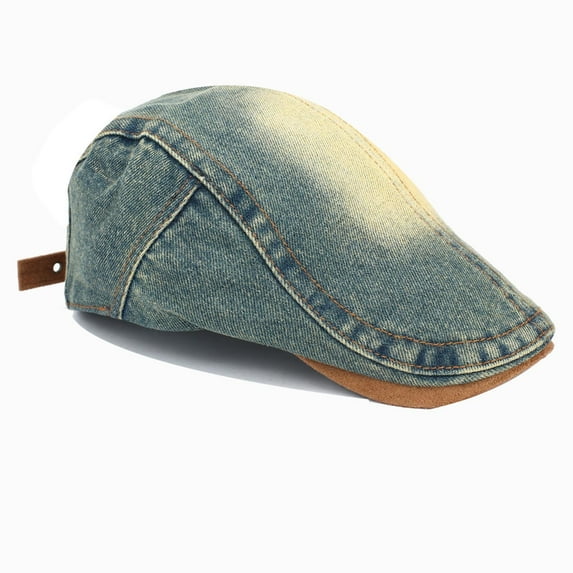 Roncen Unisex Denim Newsboy Hats Flat Ivy Gatsby Cabbie Driving Berets Hat Cotton Dad Cap for Men Women