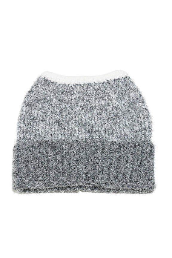 Unisex Ombre Knit Beanie, Fleece Lined Winter Hat with Ribbed Texture & Fold Over Brim, Cozy Ear Warmer