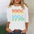 thumbnail image 1 of Roncen Vintage 1976 Classic Print 3/4 Sleeve T-Shirt Retro 50th Birthday Gift Shirt 50rd for Women Letter Print Birthday Party Casual Tee Tops, 1 of 4