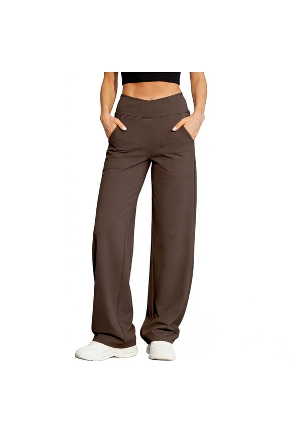 Wide Leg Pants for Women Loose Yoga Pants with Pockets Petite/Regular/Tall Stretch Casual Lounge Pants