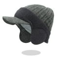 thumbnail image 1 of Roncen Winter Beanie with Brim Ear Flaps for Men Women, Warm Fleece Lined Knit Hat Stocking Caps for for The Cold Weather, 1 of 2