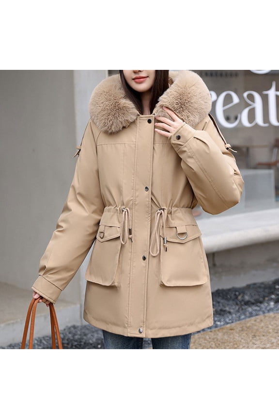 Winter Short Puffer Jackets for Women - Plush Lined Heavy Warmth Parka Coat - Long Sleeve Windproof Zip Up Outerwear with Hooded Design for Cold Weather