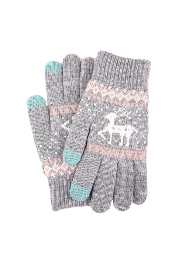 Winter Touch Screen Gloves Snow Flower Printing Keep Warm for Women