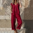 thumbnail image 1 of Roncen Women Button Down Jumpsuits Cotton Linen Short Sleeve Casual Wide Legs Rompers Loose Overall with Pockets, 1 of 8