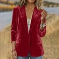 thumbnail image 1 of Roncen Women Button Fitted Velvet Blazer Jacket Business Suit Jacket Work Office Notched Collar, 1 of 8