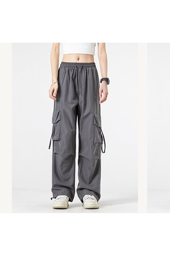 Women Cargo Pants Baggy Y2K Clothing Multi Pockets High Waist Loose Straight Leg Pants Vintage Grunge Aesthetic Clothes