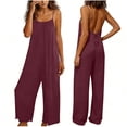 thumbnail image 1 of Roncen Women Casual Jumpsuits Summer Sleeveless Loose Jumpsuit Shoulder Strap Adjustable Long Pants Rompers with Pockets, 1 of 6