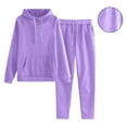 thumbnail image 1 of Roncen Women's Solid Color Casual Sweatshirt and Sweatpants Set with Hood and Drawstring Waist, 1 of 1