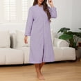thumbnail image 1 of Roncen Women Plush Zipper Robe, Long Fleece House Coat Nightgown with Pockets Solid Bathrobe, 1 of 8