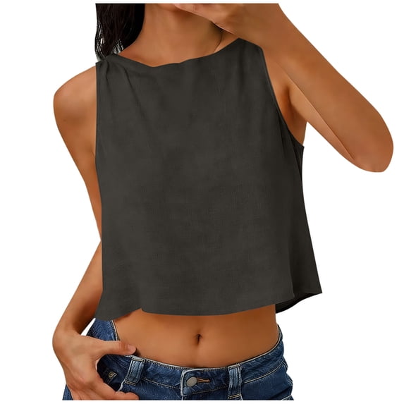 Roncen Women Summer Short-Sleeved T-Shirt Crop Top Sleeveless Racerback Workout Vest Short Tank Top