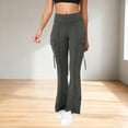 thumbnail image 1 of Roncen Women Workout Flare Leggings with Pockets Hidden Scrunch High Waisted Cargo Gym Yoga No Front Seam Leggings, 1 of 7
