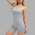 thumbnail image 1 of Roncen Women Workout Seamless Jumpsuit Yoga Ribbed Bodycon One Piece Spaghetti Strap Shorts Romper, 1 of 7