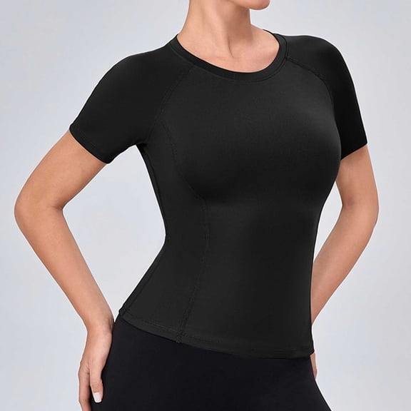 Roncen Women Workout Shirts Athletic Compression Tee Dry Fit Yoga Gym Basic Tops
