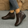 thumbnail image 1 of Roncen Women's Ankle Boots Fall Winter Casual Retro Round Toe Side Zipper Comfortable Wedge Heel Booties - Versatile Chic Slip-On Shoes for Daily Wear, 1 of 8