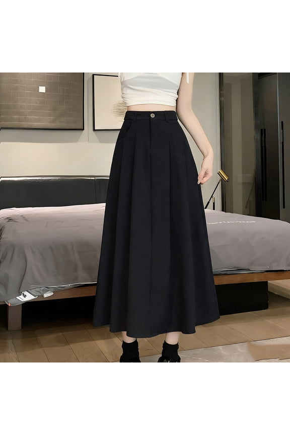 Women's Ankle Length High Waist A-line Flowy Long Maxi Skirt with Pockets