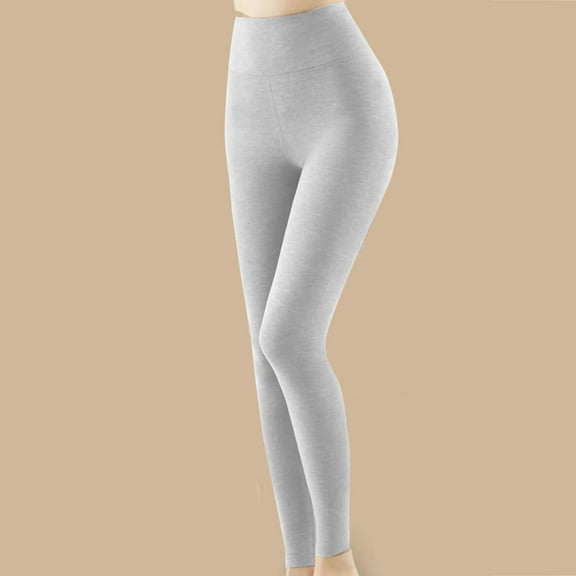 Roncen Women's Autumn Winter Thermal Slim Leggings - Pure Color Fleece-Lined Warmth High Waist Tummy Control Casual Pants - 9/4 Length Stretchy Elastic Comfortable for Everyday Wear