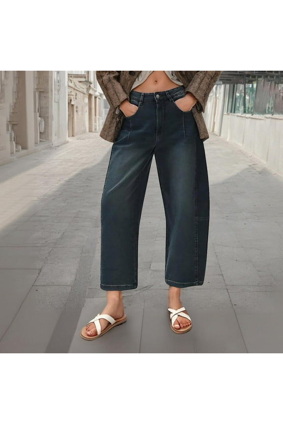 Women's Button-Fly Jeans - Classic Fit Denim Trousers with Zippered Pockets & Functional Design