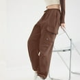 thumbnail image 1 of Roncen Women's Cargo Pants Baggy Parachute Pants Joggers Y2k Trendy Stretchy High Waist Wide Leg Trousers with Pockets, 1 of 7
