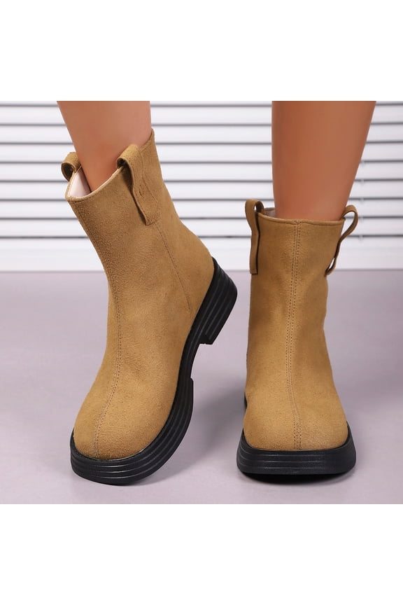 Women's Casual Ankle Boots - Sweet Edgy Slimming Chunky Thick Sole Booties with Stretch Elastic for Fall Winter Trendy Outfits