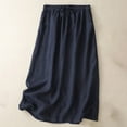 thumbnail image 1 of Roncen Women's Casual Cotton Linen Mid-Length Skirt - Elegant A-Line High-End Versatile Skirt, 1 of 5