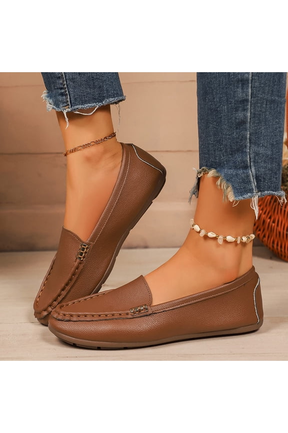 Women's Casual Flats - Versatile Stylish Round Toe Slip-On Lightweight Low-Cut Autumn Winter Comfort Non-Slip Everyday Shoes