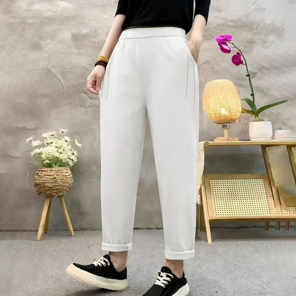 Roncen Women's Casual Harem Pants - High Waist Loose Fit Trousers with Petite Sizing for Comfortable Style